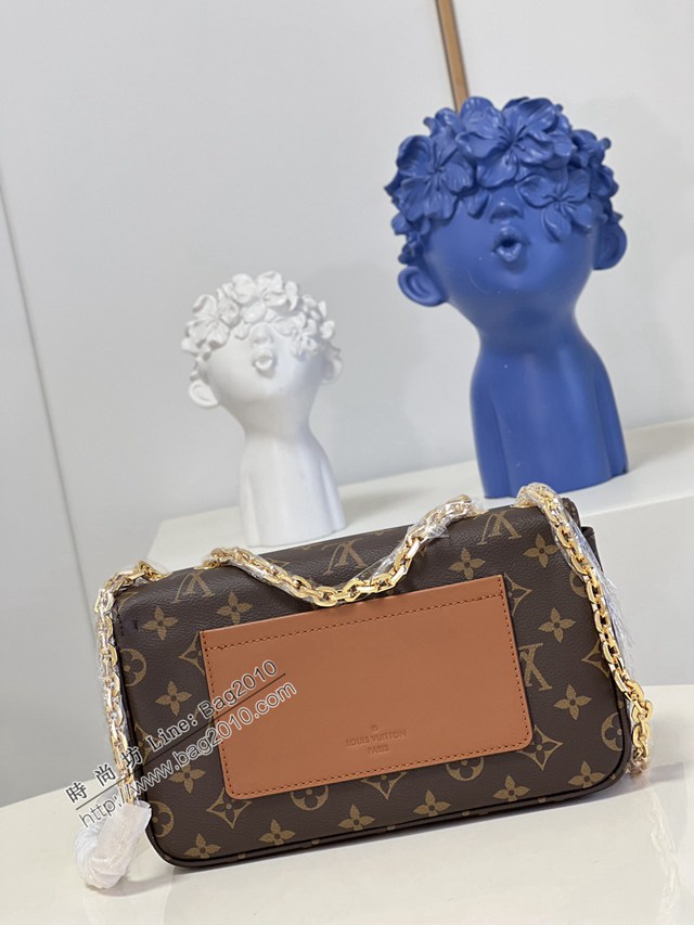 LV專櫃2023新款Marceau鏈條包老花女包 M46126棕 路易威登Pochette Métis手袋 dn1179